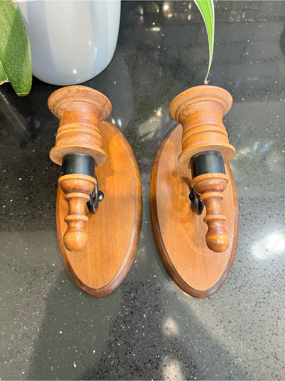 Classic Wooden Wall Sconce Pair in Brown